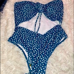 Blue Polka Dot One Piece Swimsuit